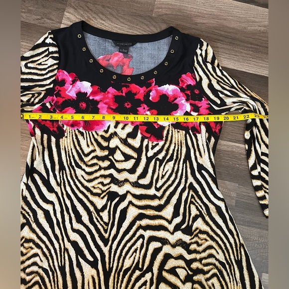 INVESTMENTS WOMEN'S FLORAL/ANIMAL PRINT ASYMMETRICAL TUNIC SIZE L - Picture 5 of 9